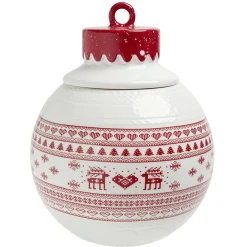 Bonbonnière en céramique décor Noël rouge blanc^Gifi Discount