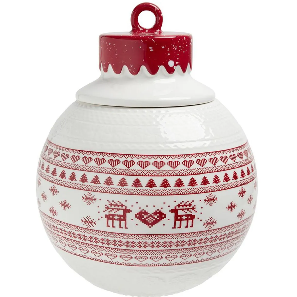 Bonbonnière en céramique décor Noël rouge blanc^Gifi Discount