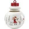 Bonbonnière forme boule de Noël blanche et rouge^Gifi Discount