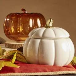 Bonbonnière Halloween forme citrouille porcelaine blanc Ø18 cm^Gifi Hot