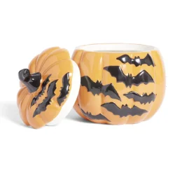 Bonbonnière Halloween 1L citrouille orange chauve-souris noires Ø13,5xH15,8cm^Gifi New