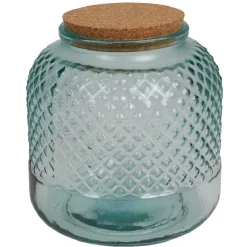 Bonbonnière verre motif cactus couvercle bois et cordelette^Gifi New