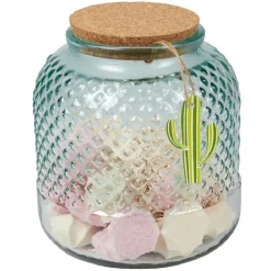 Bonbonnière verre motif cactus couvercle bois et cordelette^Gifi New