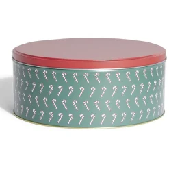 Boîte à biscuits de Noël ronde en métal rouge et vert x3^Gifi New