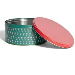 Boîte à biscuits de Noël ronde en métal rouge et vert x3^Gifi New