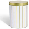 Boîte à biscuits ronde métal blanc doré Ø10,5H14cm^Gifi Clearance