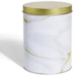 Boîte à biscuits ronde métal blanc doré Ø10,5H14cm^Gifi Clearance
