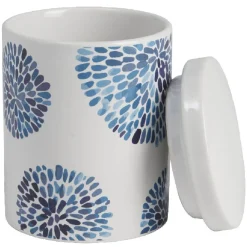 Nettoyage Et Entretien|Gifi Boîte à coton blanc design cyclade bleu