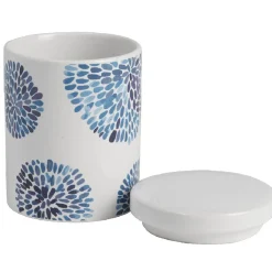 Nettoyage Et Entretien|Gifi Boîte à coton blanc design cyclade bleu