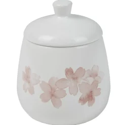 Nettoyage Et Entretien|Gifi Boîte à coton blanche design fleur cerisier rose