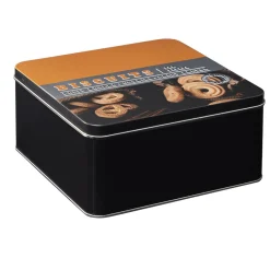 Boîte à gâteaux carrée en métal décorée marron^Gifi Hot