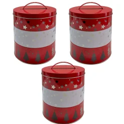 Boîte à gâteaux ronde métal imprimé Noël 3 niveaux^Gifi