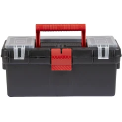 Rangement|Gifi Boîte à outil avec poignée et clip rouge et noire