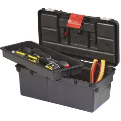 Rangement|Gifi Boîte à outil avec poignée et clip rouge et noire