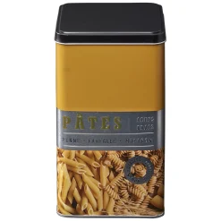 Boîte à pâtes carrée en métal décorée jaune moutarde^Gifi Online