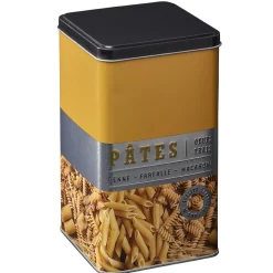 Boîte à pâtes carrée en métal décorée jaune moutarde^Gifi Online