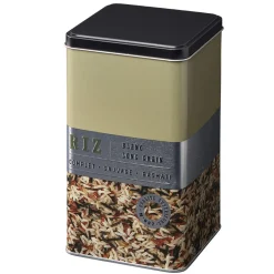 Boîte à riz carrée en métal décorée beige^Gifi Sale