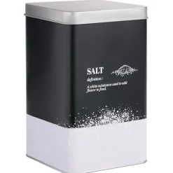 Boîte à sel en métal noir et gris design salt - 10,7x10,7xH.17,5cm^Gifi Discount