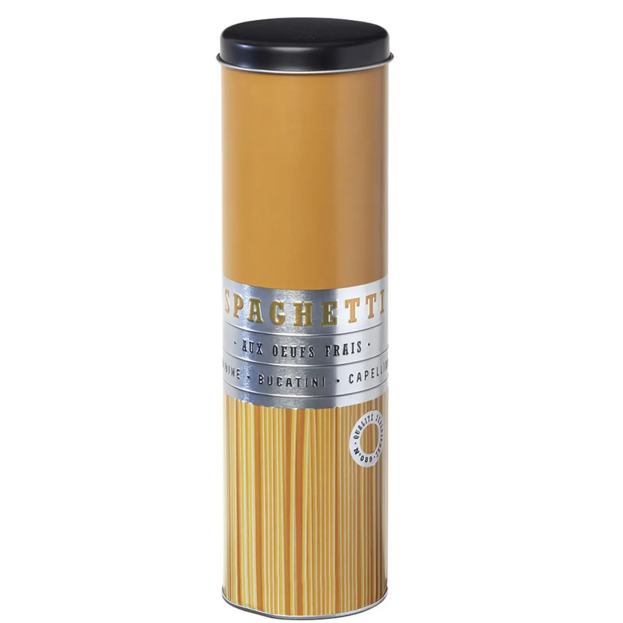 Boîte à spaghettis ronde en métal décorée jaune moutarde^Gifi Best