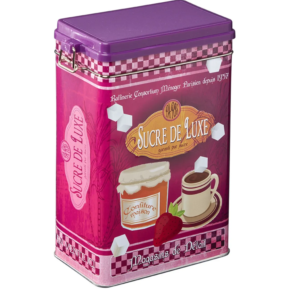 Boîte à sucre en métal design vintage luxe rose fuchsia^Gifi Best