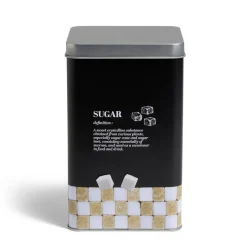 Boîte à sucre en métal noir design Sugar - 10,7x10,7xH.17,5cm^Gifi Discount