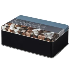 Boîte à sucre rectangulaire en métal décorée bleu gris^Gifi New