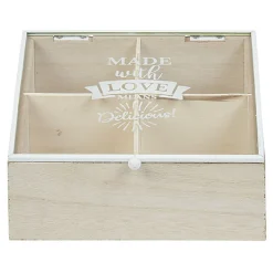 Boîte à thé 4 compartiments Made with love^Gifi Discount