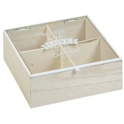 Boîte à thé 4 compartiments Made with love^Gifi Discount