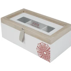 Boîte à thé blanc naturel motif rosace^Gifi New