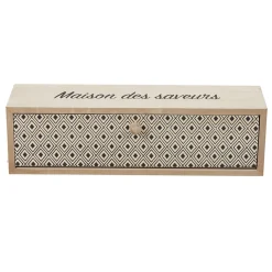 Boîte à thé bois design géométrique naturel et noir^Gifi Sale