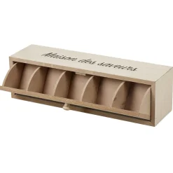 Boîte à thé bois design géométrique naturel et noir^Gifi Sale