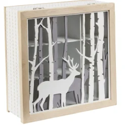 Rangement|Gifi Boîte à thé en bois déco nature cerf blanc