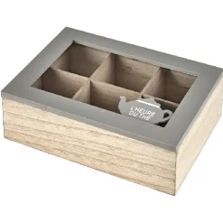 Boîte à thé mdf beige taupe^Gifi Online