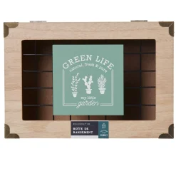 Boîte à thé My little garden en bois couvercle aluminium^Gifi Online