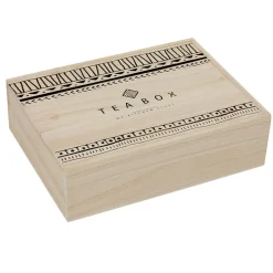 Boîte à thé noir naturel 8 casiers avec couvercle coulissant^Gifi Best