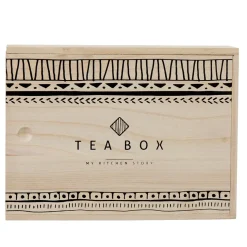 Boîte à thé noir naturel 8 casiers avec couvercle coulissant^Gifi Best