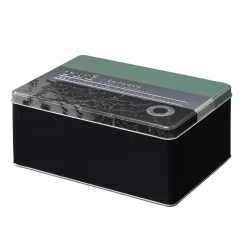 Boîte à thé rectangulaire en métal décorée verte^Gifi Sale