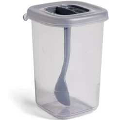 Boîte alimentaire + cuillère polypropylène gris 450mL^Gifi Discount