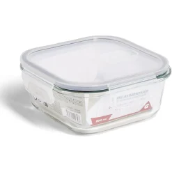 Boîte alimentaire carrée en verre avec couvercle étanche à clips 800ml^Gifi Clearance