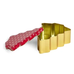 Boîte alimentaire Noël forme sapin métal rouge et doré 18x14,5xH6,5cm^Gifi Online