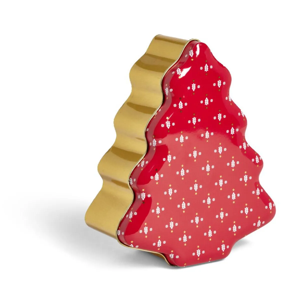 Boîte alimentaire Noël forme sapin métal rouge et doré 18x14,5xH6,5cm^Gifi Online