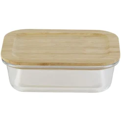 Boîte alimentaire verre avec couvercle bambou^Gifi New
