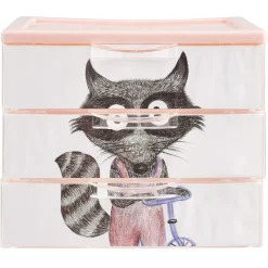 Rangement|Gifi Boîte bloc 3 tiroirs plastique décor animal H15,5 cm