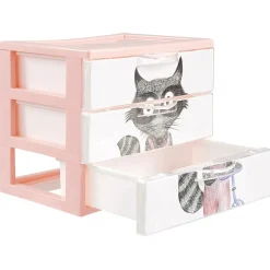Rangement|Gifi Boîte bloc 3 tiroirs plastique décor animal H15,5 cm