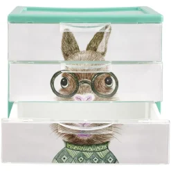 Rangement|Gifi Boîte bloc 3 tiroirs plastique décor animal H15,5 cm