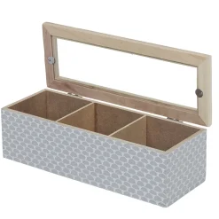 Boîte déco 3 compartiments à fenêtre gris blanc^Gifi Outlet