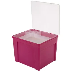 Rangement|Gifi Boîte de classement en plastique 8 dossiers rose