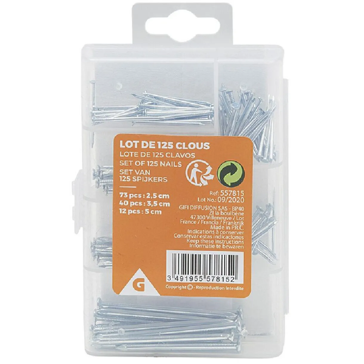 Clearance Gifi Boîte de clous - 125 pointes