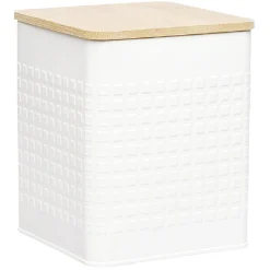 Boîte de conservation en métal avec couvercle en bambou^Gifi Hot