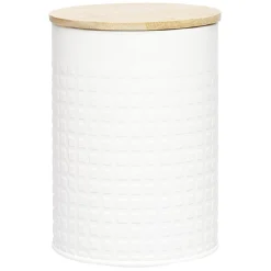 Boîte de conservation en métal avec couvercle en bambou^Gifi Hot